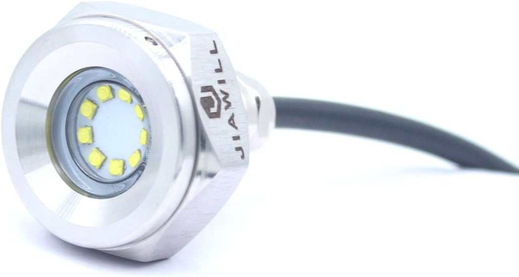 jiawill 316L Stainless Steel Underwater 1/2" NPT 9 to 30V 27w Boat Drain Plug Light with Internal Driver and Overheat Protection 3 Years Warranty