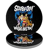 GRAPHICS & MORE Scooby-Doo Ghost Silhouettes Car Coasters, Pack of 2, 2.5" Ceramic Stone, Drink Coaster for Cup Holders with Finger Notch