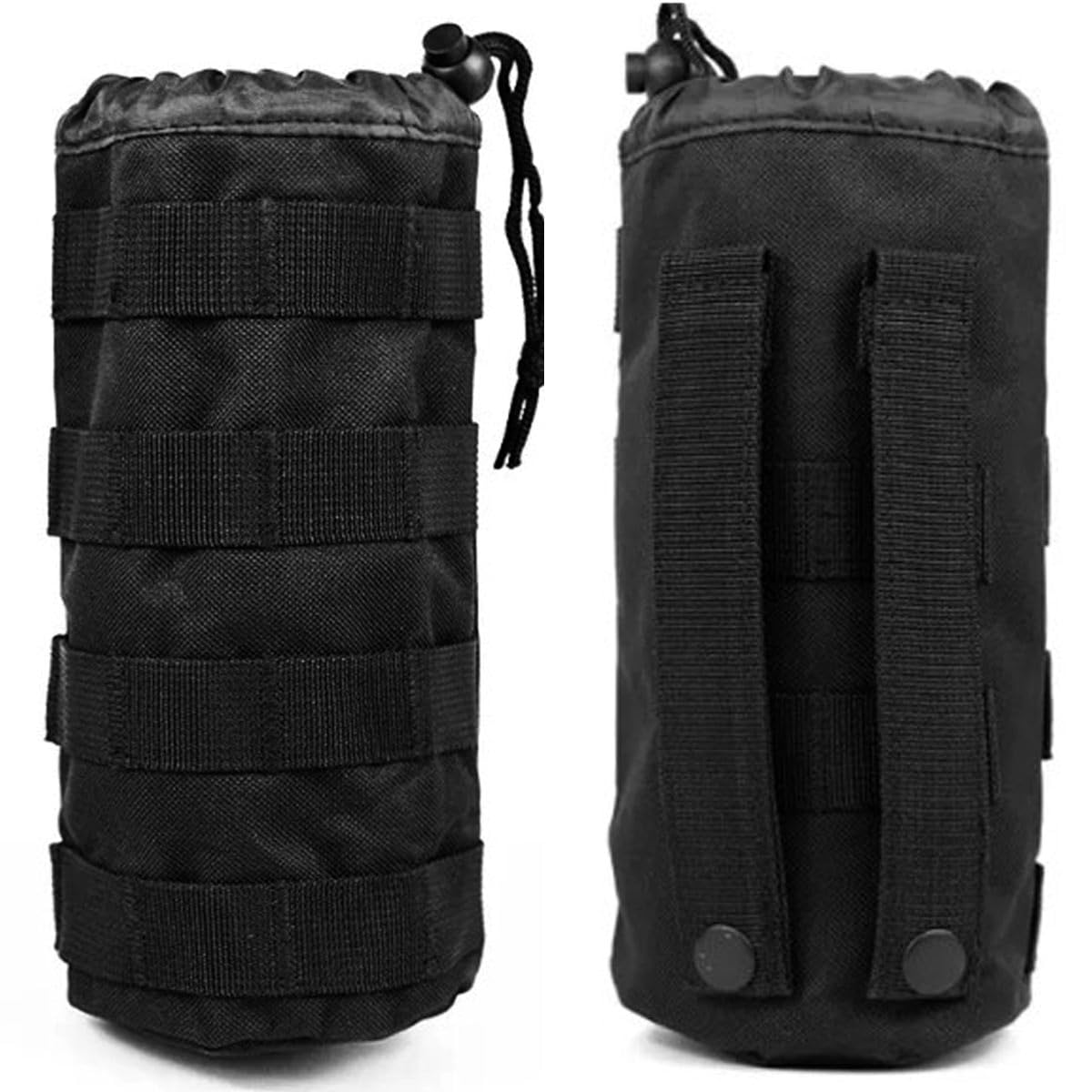 Tactical MOLLE Water Bottle Pouch Drink Bottle Bag Flask Holder Carrier Holster for Military Airsoft Running Hydration (Black)