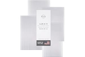 Risch Double-Sided All Clear Vinyl Menu Cover | Two-Sided 2 View Plastic Menu Holder | Slip in Top-Loading Cover | Wipeable, Reusable | 4.25” x 11” | Pack of 24
