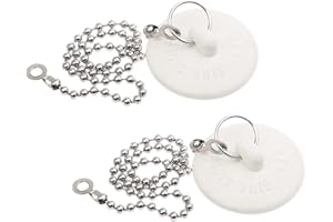 2 Packs Tub Stopper, Rubber Bathtub Stoppers Drain Plug with 15" Stainless Steel Beaded Chain, Premium Bathroom Plug Fit for 
