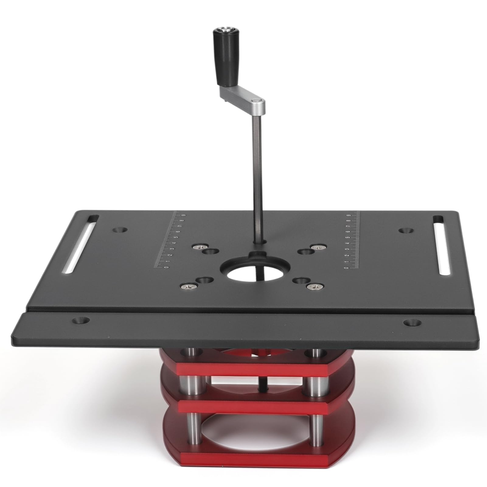 Manual Router Lift System Kit with Crank Handle for Router Table Insert Base Plate, High Accuracy Woodworking Trimming Machine (Black)