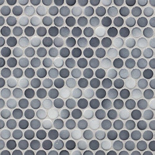 Vogue Tile Mix Dark Gray Penny Round Porcelain Mosaic (Box of 10 Sheets), Floor and Wall Tile, Backsplash Tile, Bathroom Tile on Mesh for Easy Installation