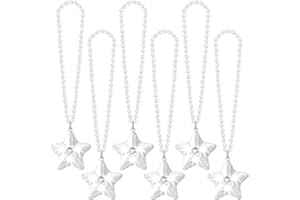 NUDALA 6 Pack LED Glow Star Necklace Bulk Beaded Necklaces for Halloween Christmas Decorations Mardi Gras Party Favors