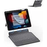 EIP Bluetooth Keyboard Case for iPad 10.2 inch (7th/8th/9th Gen) & iPad Air 10.5 inch (3rd Gen), 10.2 "Magnetic Detachable Cover with Trackpad, 7-Color Backlit Keys, Slim Protective Smart Case