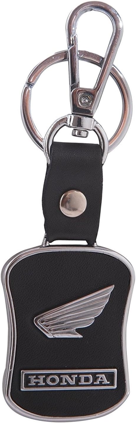 GCT Honda Bike Logo Leather Metal Hook Locking Keychain for Car Bike Scooty Men Keyring (Black/Silver)