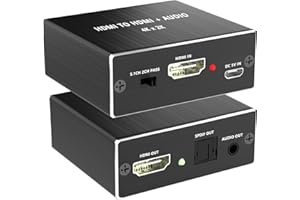 AUKOKIOULA HDMI Audio Extractor, 4K x 2K Audio Splitter, 4K@30Hz HD MI Input to HDMI + Optical Digital + 3.5mm Stereo Output, Compatible for PS5/PS4/PS3/Blu-ray/HDTV