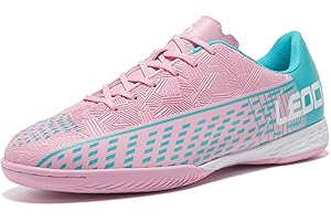 LEOCI Men's Indoor Soccer Shoes Athletic Women's Rubber Futsal Shoes for Trainer Flat Outsole Training