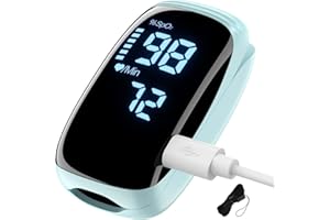LBEAURG Fingertip Pulse Oximeter, Oxygen Meter Finger Blood Oxygen Saturation with Lanyard Pulse Monitor Rechargeable, Spo2 Reading for Home, Outdoor Sports TY05 Blue
