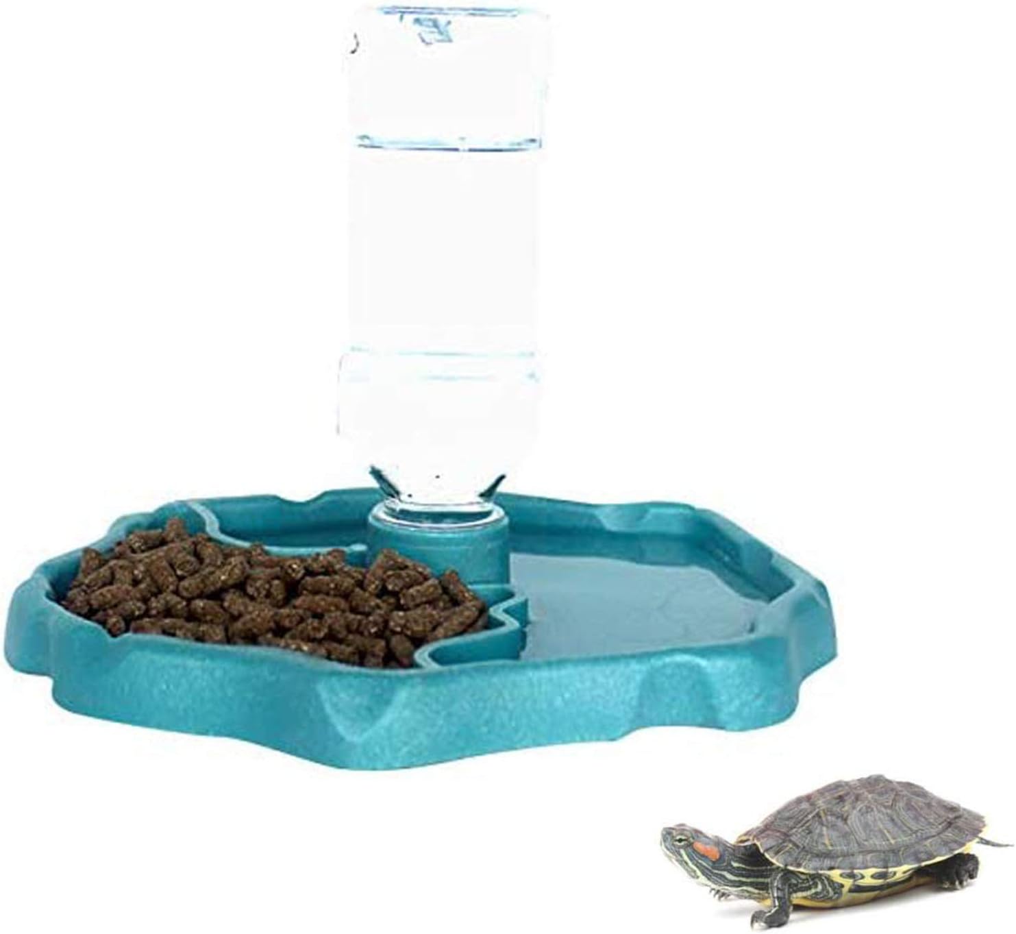 QIODAZOO Bowls for Reptiles Amphibians Tortoise Accessories 2 IN 1 Reptile Feeding Dish Automatic Dispenser Tortoise Water Dish