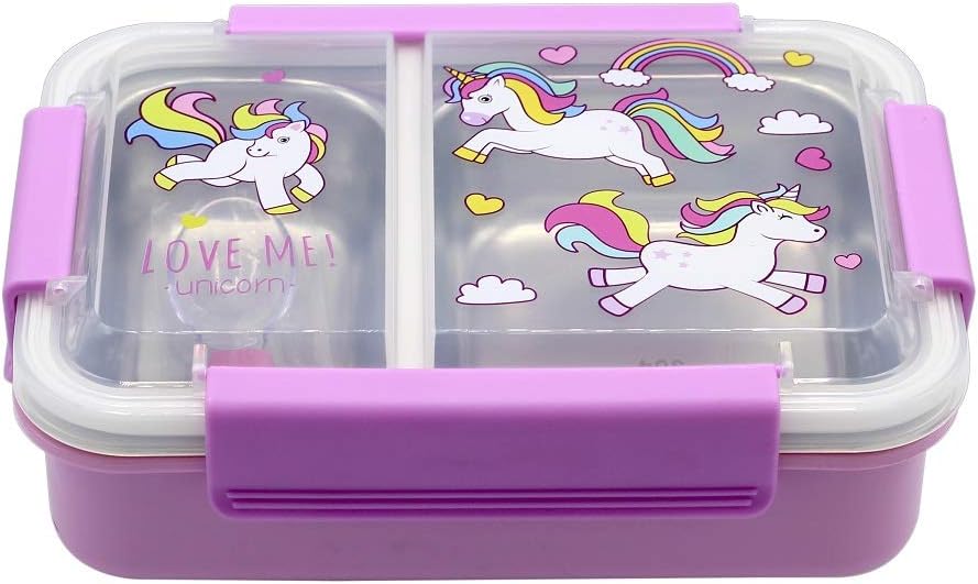 Shopaholic Stainless Steel Lunch Box with Attractive Design Unicorn for Kids (850ML)