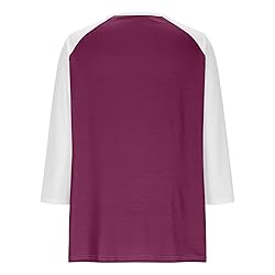3/4 Length Sleeve Womens Tops Cotton Dressy V Neck