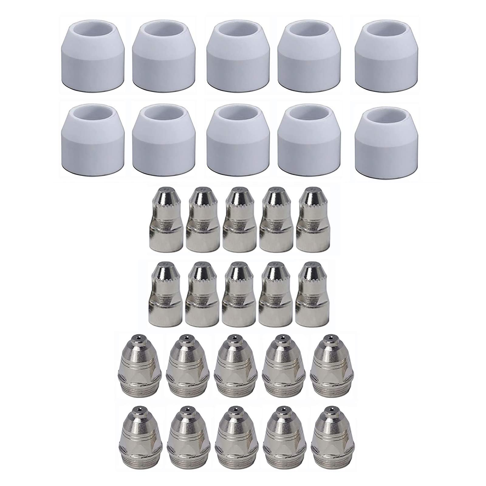 SUSEMSE 30 PCS P-80 Plasma Cutter Cutting Torch Consumables, Non-Touch Pilot Arc Plasma Cutting Nozzles + Tip Electrodes + Ceramic Shield Cups