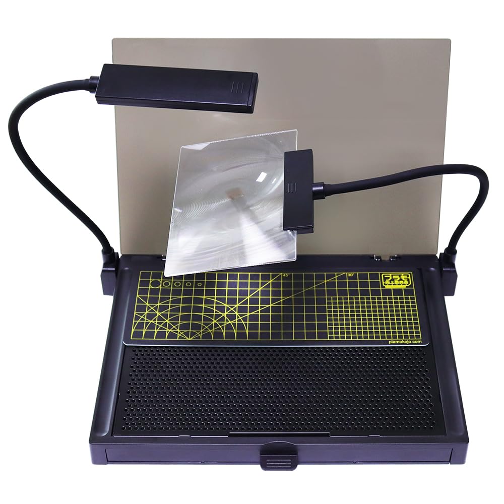 Portable Workbench for Gundam Model Making, Model Kit Tool for Gundam Building, with LED Light and Magnifying Glass Suitable for High-Precision Work,KJ019 — image 1