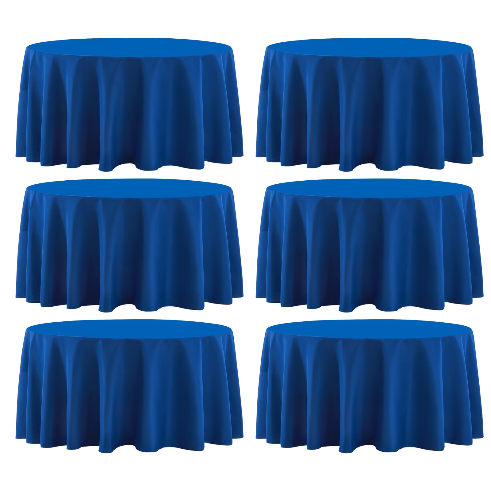 Aocoz Round Tablecloth 6 Pack 90 Inch Royal Blue Tablecloths Washable Decorative Linen Polyester Table Clothes Cover for Dining Table Banquets Buffet Parties and Wedding Image