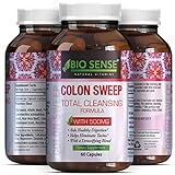 Natural And Pure Colon Cleanse Detox Supplements With Bentonite + Calcium + Psyllium Husk - Boost The Digestive System And Enhance The Immune System - Colon Cleanse Pills With Alfalfa By Bio Sense
