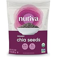 Nutiva USDA Organic Premium Nutrient-Dense Raw Black Chia Seeds with 3g Protein & 5g Fiber for Salads, Yogurt & Smoothies, No