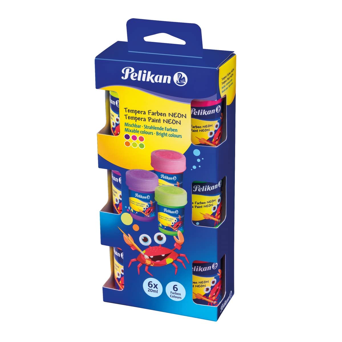 Pelikan Tempera Paint Set 6 Grundfarben Neon Colours