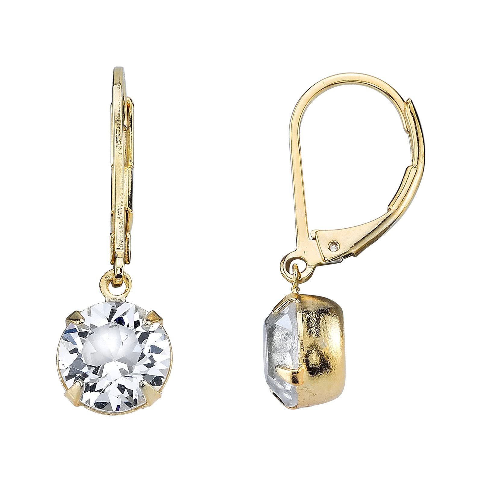1928 Pendientes de gota de oro de cristal austriaco genuino redondo nupcial