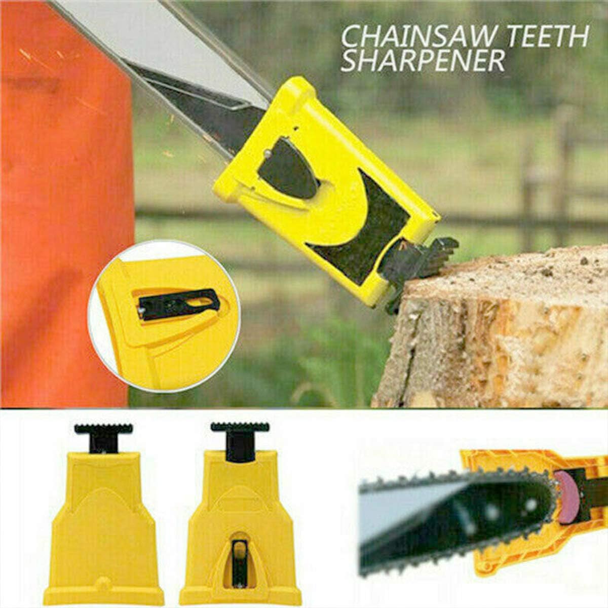 Eyourlife Chainsaw Sharpener Sharpening Stone Universal Chain Saw Blade Sharpener Grinder Tools Bar Mounted Chainsaw Teeth Sharpener (Cover): Garden & Outdoor