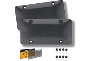 VY VINUVIY 2 Pack Not Transparent License Plate Cover, Car Front and Rear License Plate Holder Shield Weather & Scratch-Resist Protector fits US Plates with Screws & Caps