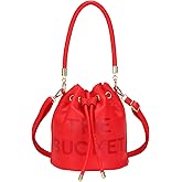 JQAliMOVV Mini Leather Bucket Bags for Women Drawstring Bucket Purse Crossbody Handbags Hobo Bag