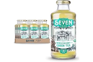 SevenTeas Moroccan Mint Green Tea, Organic Sugar Free Bottled Iced Teas 16 OZ (Pack of 12 Bottles)