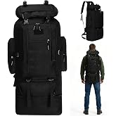 Goaste 100L Camping Hiking Backpack, Molle Military Tactical Rucksack, Waterproof Large Travel Daypack, Adjustable Survival Hunting Sports Bag for Men and Women Hiking, Camping, Touring(Black)