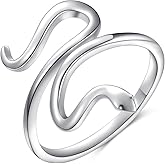 Alphm S925 Sterling Silver Snake Ring for Women Adjustable Wrap Open Spoon Jewelry