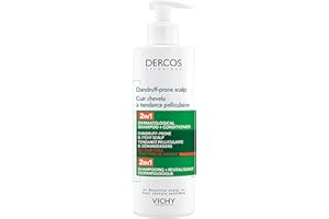 Vichy Dercos Dandruff-Prone 2-in-1 Shampoo + Conditioner with Hyaluronic Acid to Eliminate Visible Loose Dandruff and Provide