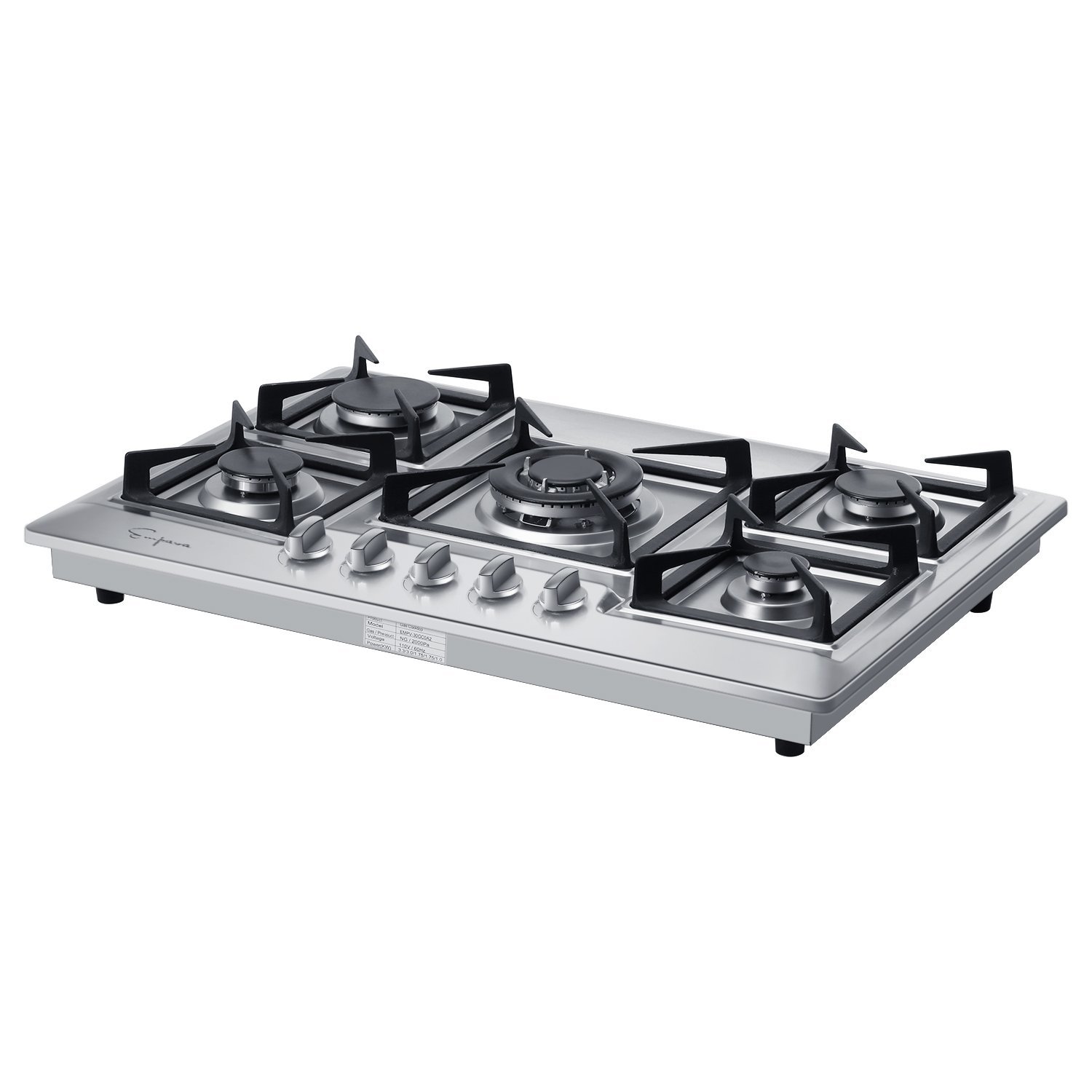 Empava 24 in. Gas Stove Cooktop with 4 Sealed Burners-Heavy Duty Continuous Grates-NG/LPG Convertible-Black Tempered Glass Surface, 24 Inch