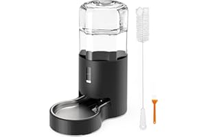 CATAVE 7L Automatic Dog Water Dispenser Bowl, Gravity Pet Water Dispenser with Stainless Steel Bowl, No Spilling Large Capacity Water Feeder for Dogs Cats (7L Without Filter Black)