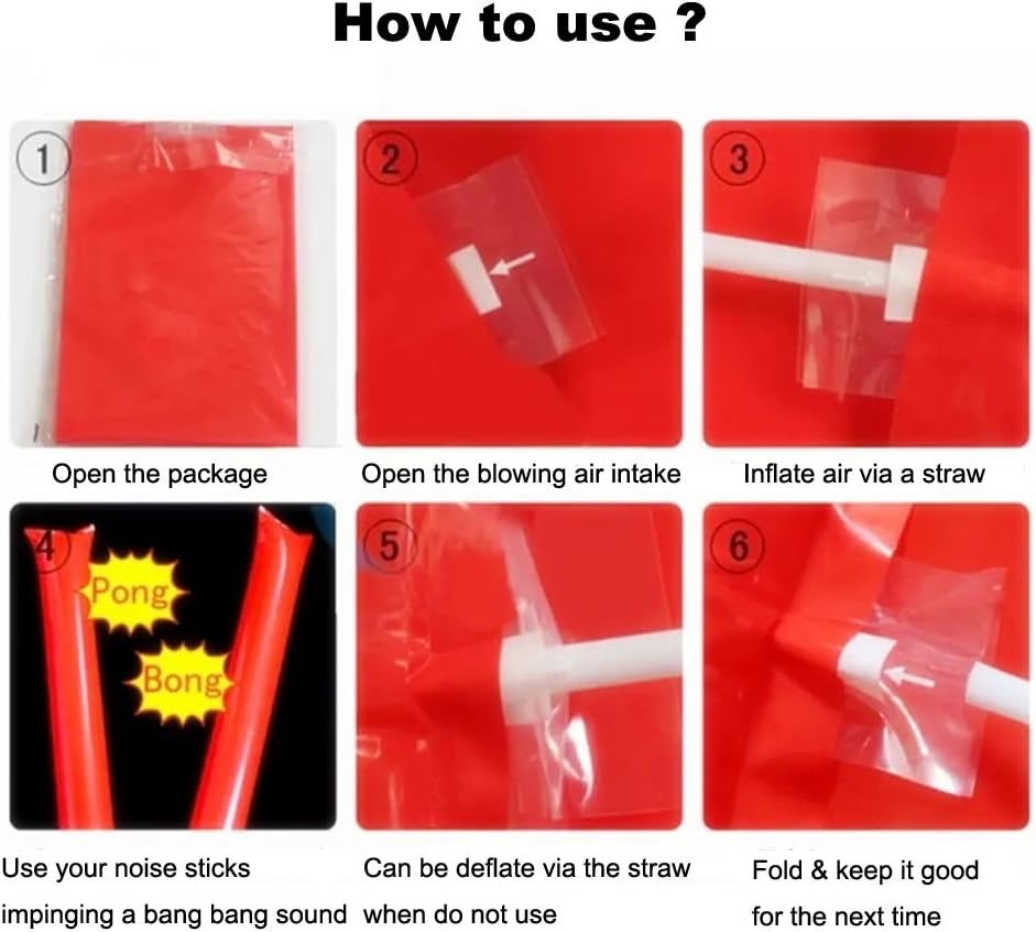 Thunder Sticks, Inflatable Stadium Noisemakers Bam Bam Cheer Sticks Blow Bar Inflatable Boom Sticks Noisemakers Stick Basketball Football Noisemakers Party Favors (White): Toys & Games