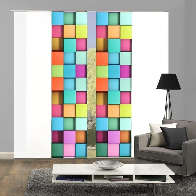 Home Fashion 94990 | 4er-Set Schiebegardinen Corner | blickdichter Dekostoff & transparenter Halborganza | 6X jeweils 245x60 