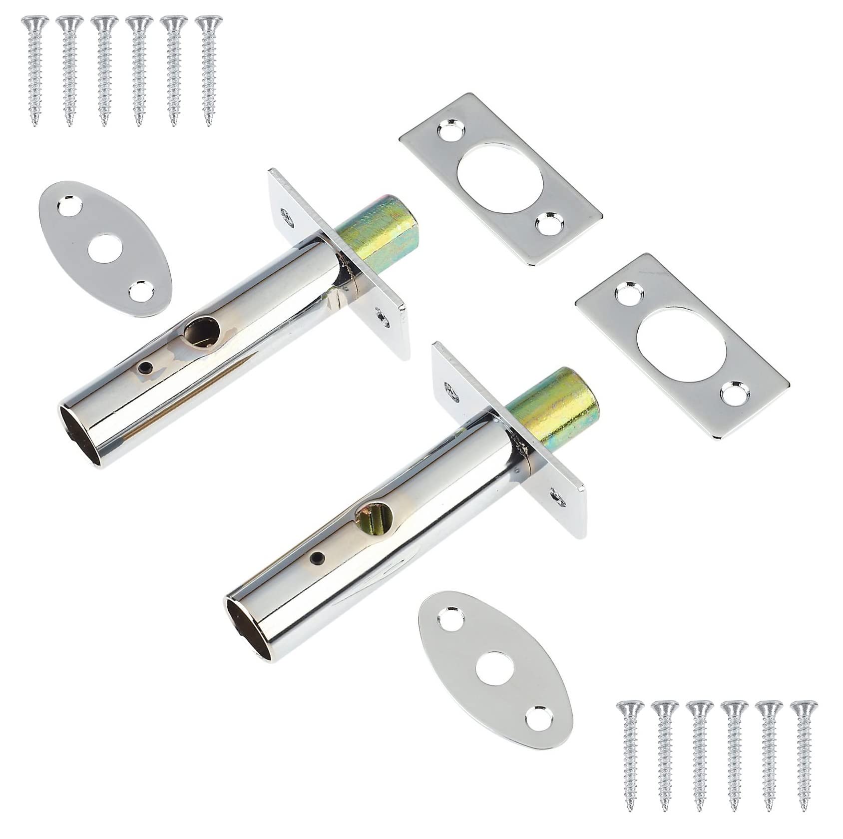 TERF® Heavy Duty Polished Nickel 55mm Mortice Door Window Rack Bolt Security Lock Bolt with Fixing Screws - Pack of 2