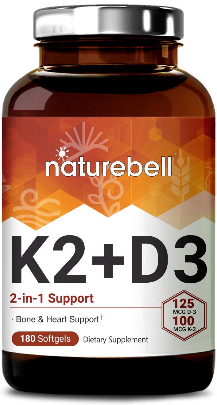 NatureBell Vitamin D3 + K2, 125mcg Vitamin D3 Plus 100mcg