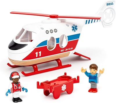 BRIO World Rescue Helicopter Toy for Kids Age 3+ Railway Add On