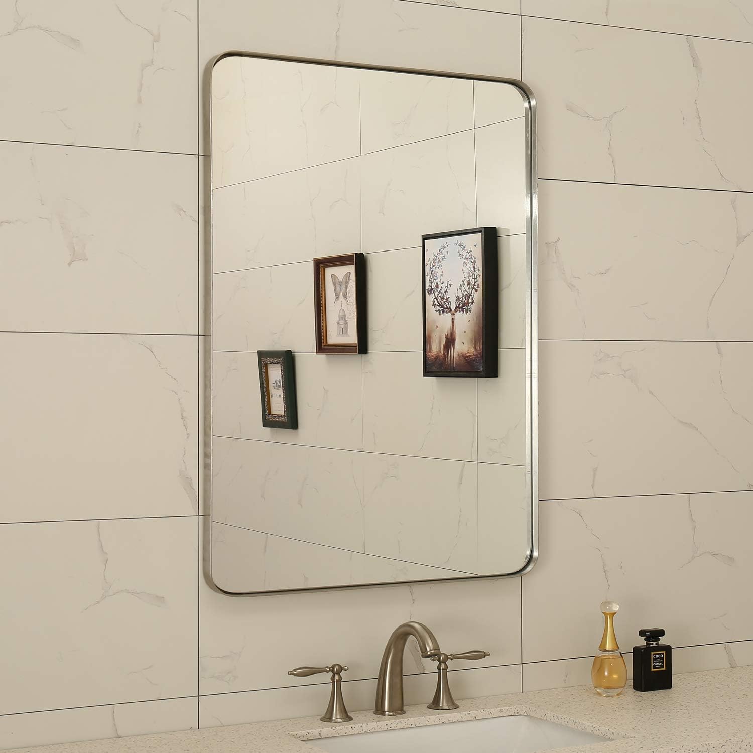 Amazoncom 24x36 Brushed Silver Bathroom Mirror Stainless Steel Metal Frame With Round Corners Amazoncom 24x36 Brushed Silver Bathroom Mirror Stainless Steel Metal Frame With Round Corners