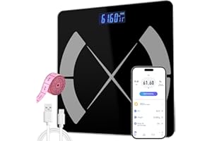 CUSHENAK APP Body Fat Scale Intelligent Weight Scale Body Scale Rechargeable Intelligent Weight Scale, Digital Bathroom Scale with Smartphone Application Body Composition Monitoring Health Analyzer (Black)