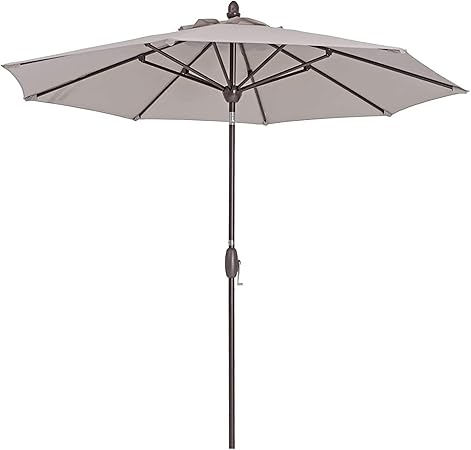 Amazon Com Outdoor Patio Umbrella 9 Ft Patio Market Table Umbrella With Push Button Tilt Crank And Umbrella Cover For Garden Lawn Deck Backyard Pool Begie Garden Outdoor
