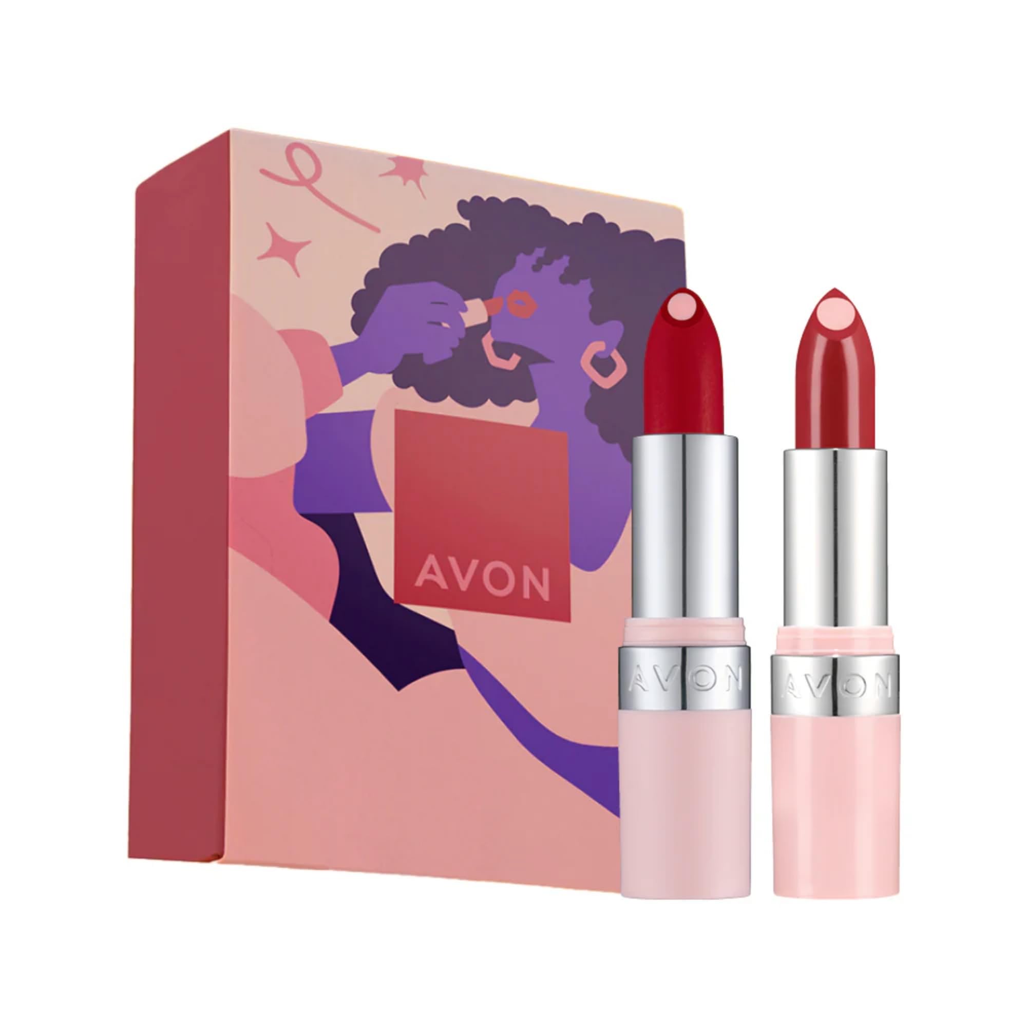Avon Hydramatic Matte and Shine Red Two Piece Gift Set, Gift For Makeup Lovers, Defines and Contours, For Plumper Looking Lips, Cruelty Free