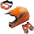 WOW Youth Kids Motocross BMX MX ATV Dirt Bike Dianasour Helmet Dragon + Goggles + Martian Youth Glove Bundle: HJOY MG Bundle