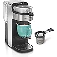 Hamilton Beach The Scoop Single Serve Coffee Maker & Fast Grounds Brewer for 8-14oz. Cups, Brews in Minutes, 40oz. Removable Reservoir, Stainless Steel (49987),Silver