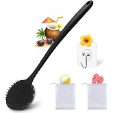 YouthRun Silicone Body Scrubber for Shower Men Women – Dual-Sided Exfoliating & Massage Shower Brush with Long Handle, Create