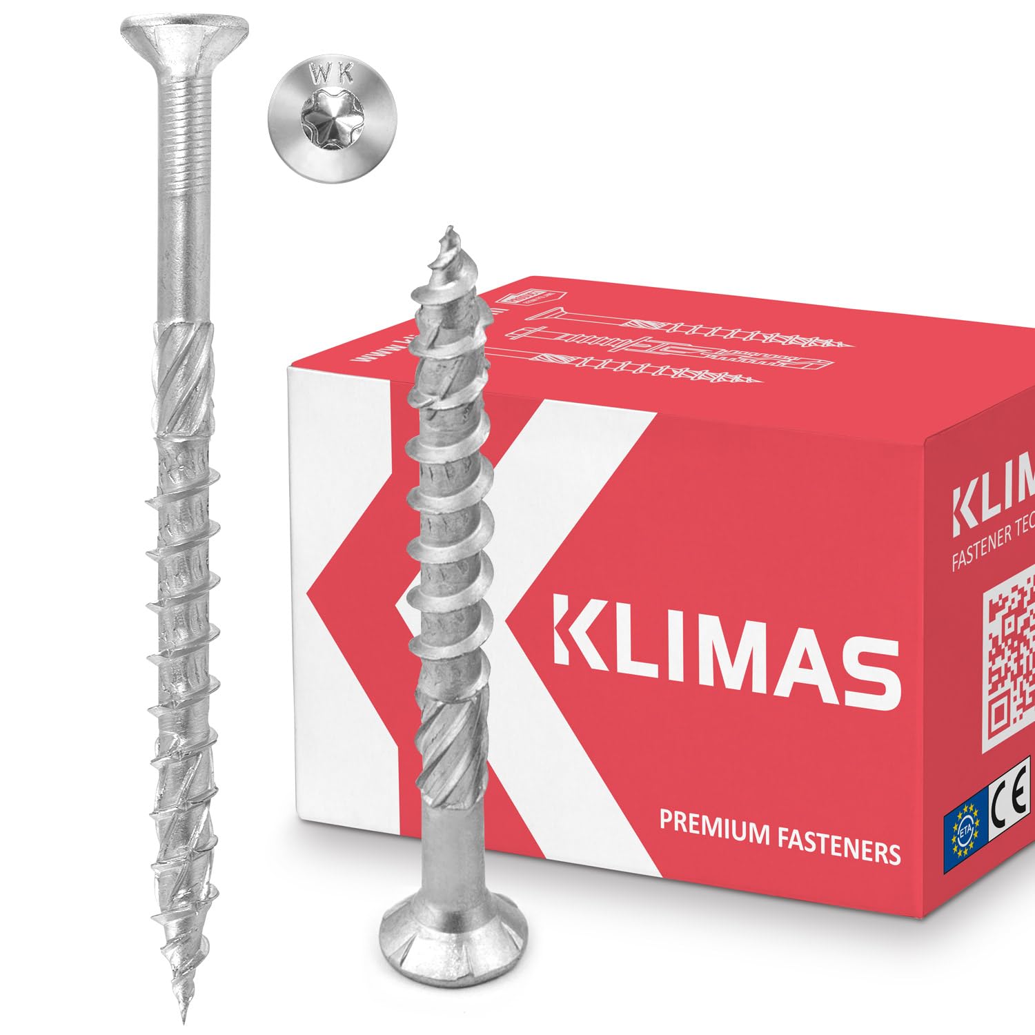 KLIMAS wood screws Torx chipboard screws white - countersunk screws - terrace screws - universal screws - roof construction screws set - 6,0 x 140 (100 pieces)