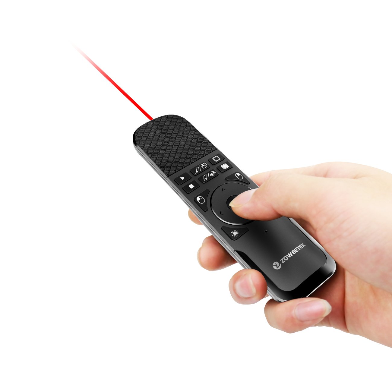 Zoweetek Wireless PowerPoint Presenter with Red Laser Pointer and Mouse Functions, 2.4GHz PPT Remote Control Clicker for Multi Media Devices, Projector, PC, Tablet