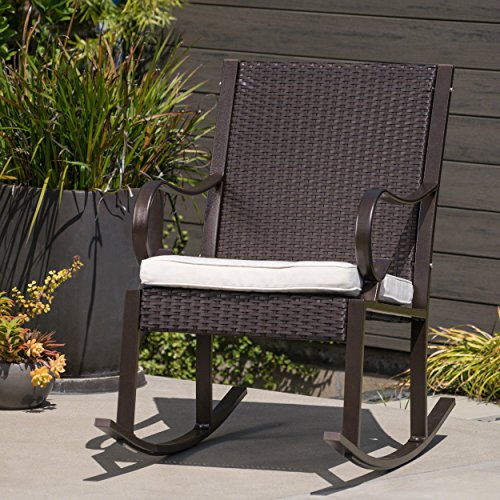 Christopher Knight Home Muriel Outdoor Wicker Rocking Chair, Dark Brown