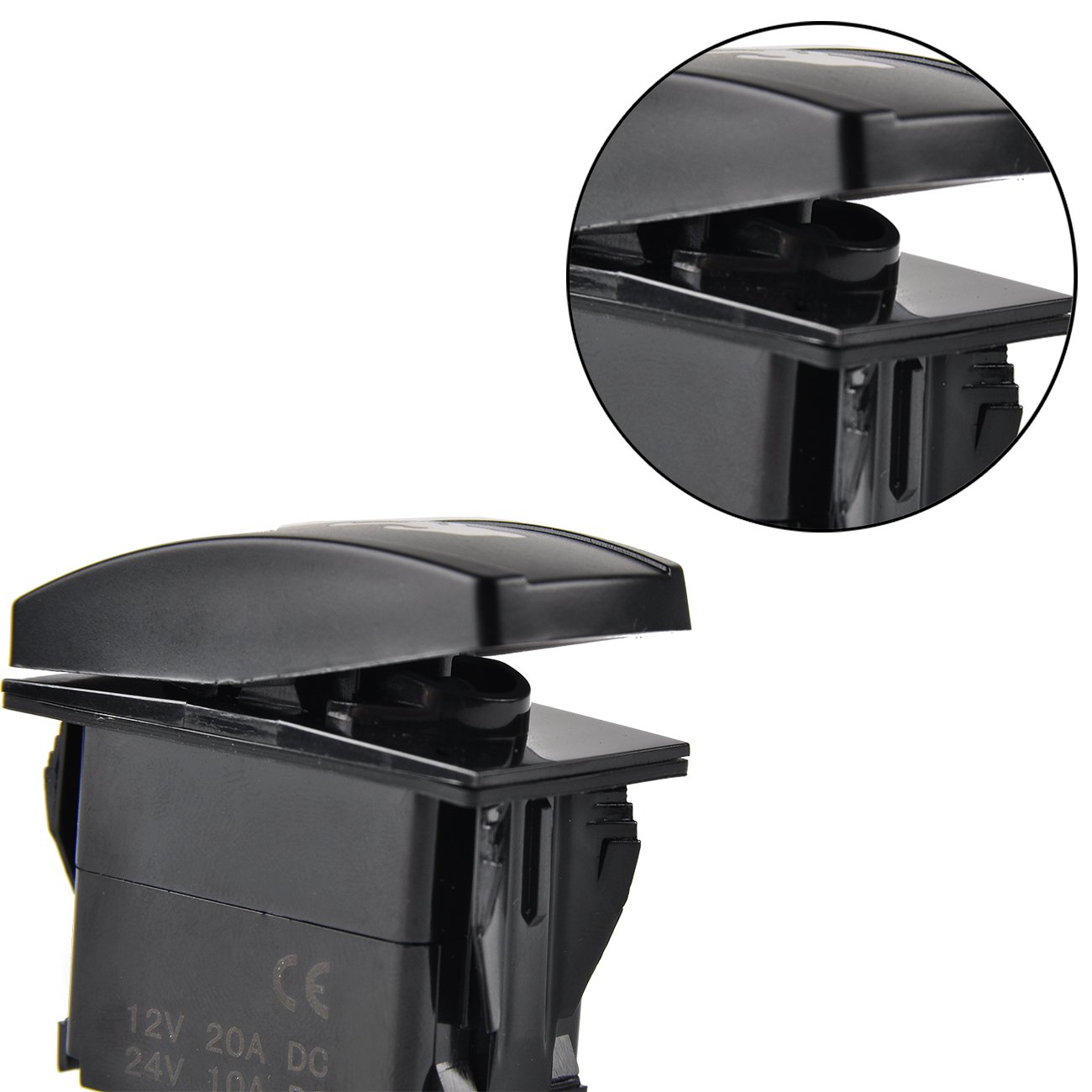 RCRunning Laser Rocker Switch with Wire Set (5 Female Terminal and 3 Male Terminal),5Pin 20A 12V On-Off LED Light Toggle Switch,for UTV Car Auto Truck Boat Marine