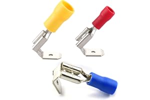 REDGOOSE 100PCS Semi-Insulated Piggyback Spade Connectors 1/4" 22-10 AWG Female/Male Quick Disconnect Piggyback Spade Crimp Terminals Assortment Kit