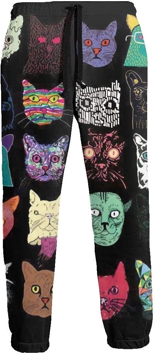 Funny Colorful Hand Drawn Cat Kitty Head Novelty 3D Print Sports Jogger